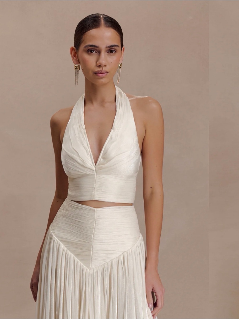 BRAND NEW MESHKI MAKENA V NECK IVORY TOP